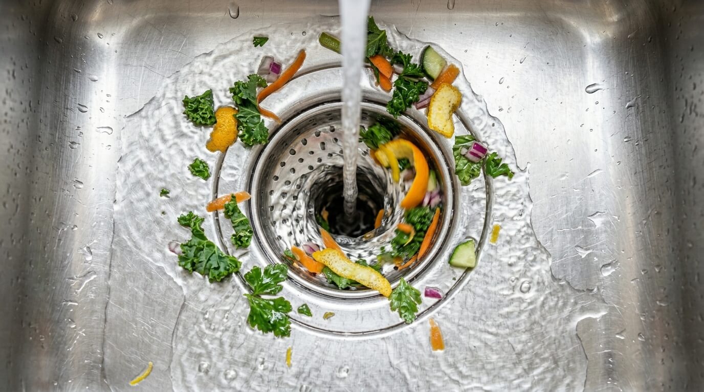 washing food scraps down the drain using the best garbage disposal